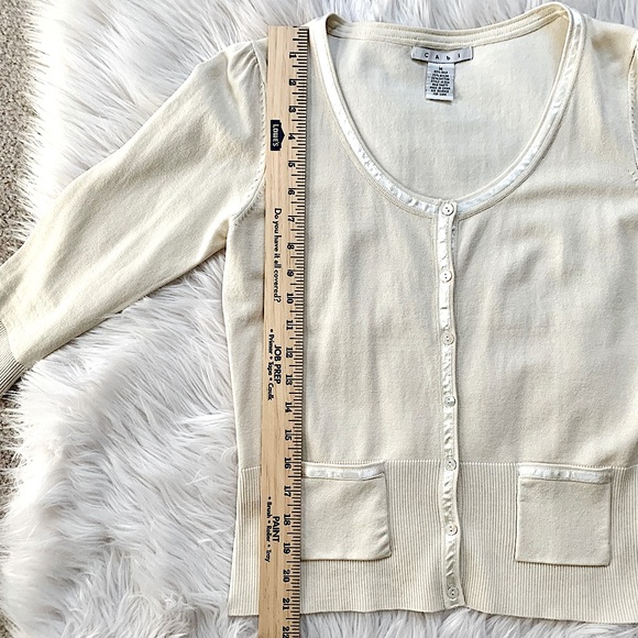 CAbi Tan Cardigan w/ Ribbon Edging - Picture 15 of 15